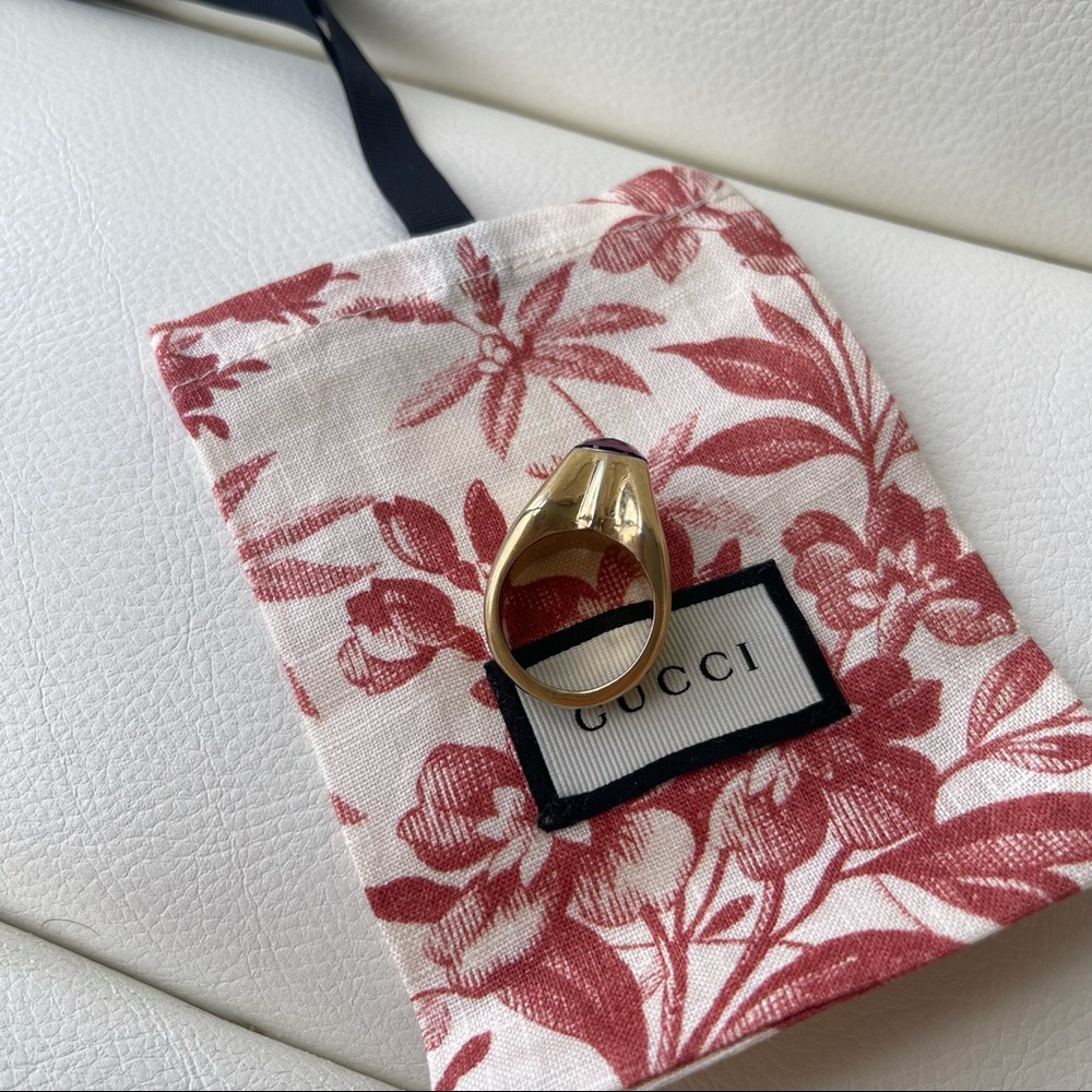 NEW GUCCI PURPLE STUDS MOTIF THICK PINKY RING M - Picture 7 of 8